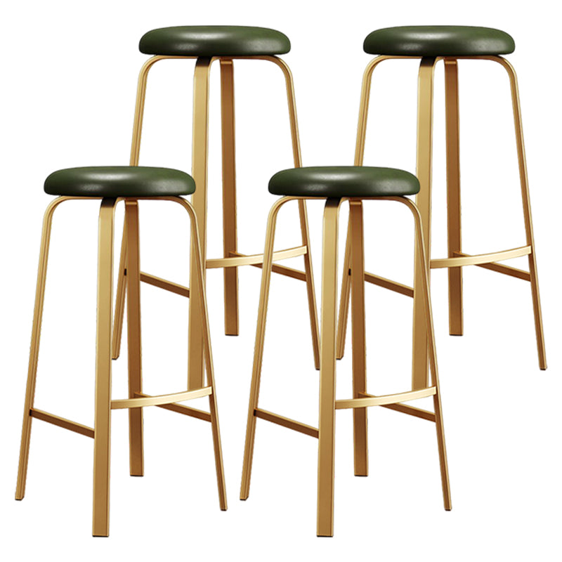 Footrest Upholstered Armless Bar Stool Matte Finish Backless Home Stool Dark Green 4 Piece Set Clearhalo 'Bar Furniture' 'Bar Stools' 'bar_stools' 'furn' 'furn_bar_stools' 'Furniture' 'furniture_bar_stools' 'Kitchen & Dining Furniture' 4851375