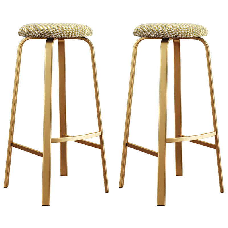 Footrest Upholstered Armless Bar Stool Matte Finish Backless Home Stool Yellow White 2 Piece Set Clearhalo 'Bar Furniture' 'Bar Stools' 'bar_stools' 'furn' 'furn_bar_stools' 'Furniture' 'furniture_bar_stools' 'Kitchen & Dining Furniture' 4851380
