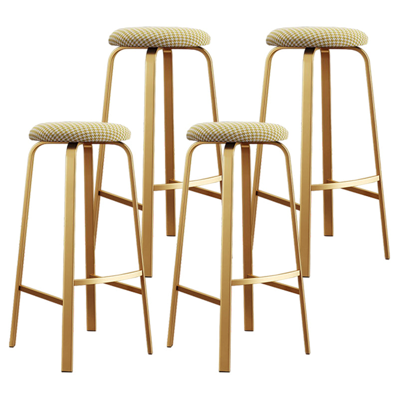 Footrest Upholstered Armless Bar Stool Matte Finish Backless Home Stool Yellow White 4 Piece Set Clearhalo 'Bar Furniture' 'Bar Stools' 'bar_stools' 'furn' 'furn_bar_stools' 'Furniture' 'furniture_bar_stools' 'Kitchen & Dining Furniture' 4851381