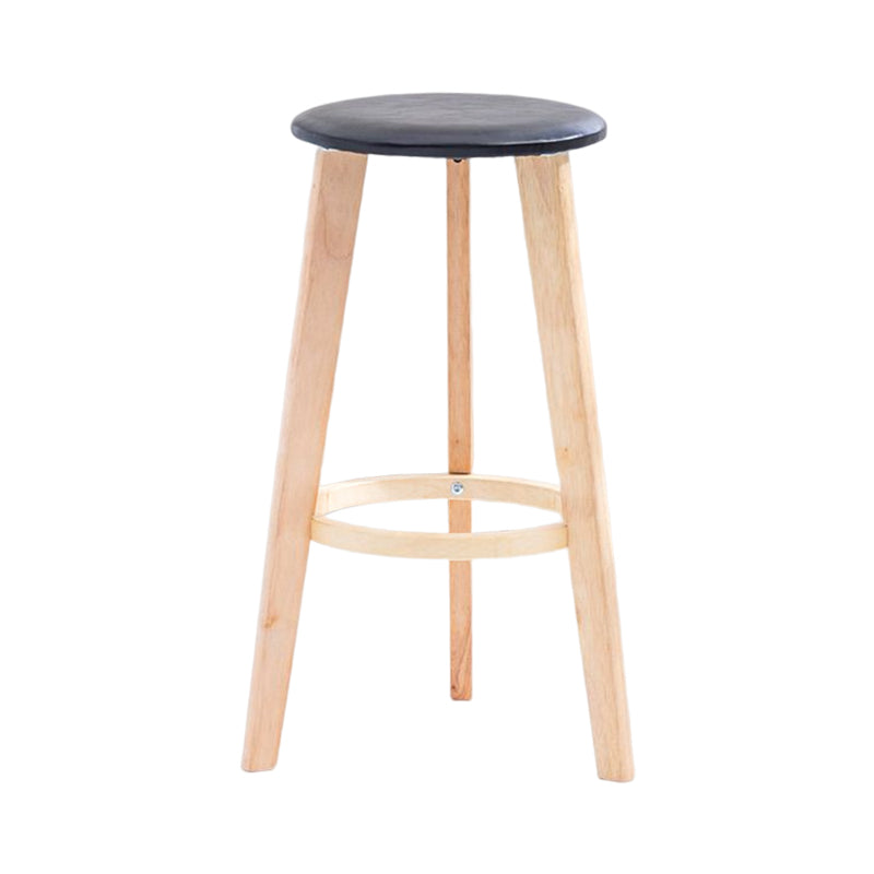 Scandinavian Backless Home Stool Matte Finish Footrest Upholstered Bar Stool Black 1 Piece Clearhalo 'Bar Furniture' 'Bar Stools' 'bar_stools' 'furn' 'furn_bar_stools' 'Furniture' 'furniture_bar_stools' 'Kitchen & Dining Furniture' 4851385