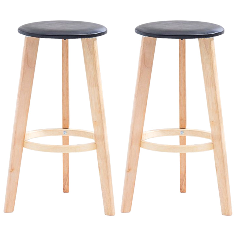 Scandinavian Backless Home Stool Matte Finish Footrest Upholstered Bar Stool Black 2 Piece Set Clearhalo 'Bar Furniture' 'Bar Stools' 'bar_stools' 'furn' 'furn_bar_stools' 'Furniture' 'furniture_bar_stools' 'Kitchen & Dining Furniture' 4851387