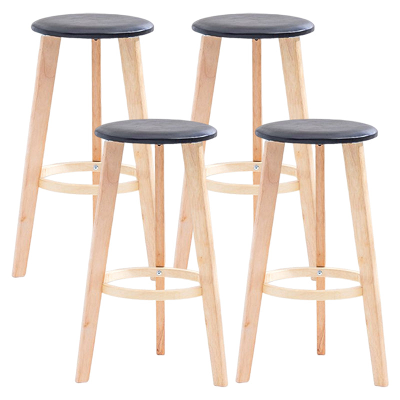 Scandinavian Backless Home Stool Matte Finish Footrest Upholstered Bar Stool Black 4 Piece Set Clearhalo 'Bar Furniture' 'Bar Stools' 'bar_stools' 'furn' 'furn_bar_stools' 'Furniture' 'furniture_bar_stools' 'Kitchen & Dining Furniture' 4851389