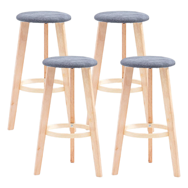 Scandinavian Backless Home Stool Matte Finish Footrest Upholstered Bar Stool Grey 4 Piece Set Clearhalo 'Bar Furniture' 'Bar Stools' 'bar_stools' 'furn' 'furn_bar_stools' 'Furniture' 'furniture_bar_stools' 'Kitchen & Dining Furniture' 4851395