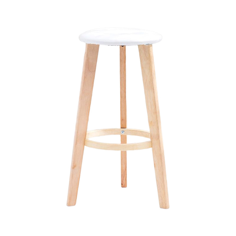 Scandinavian Backless Home Stool Matte Finish Footrest Upholstered Bar Stool White 1 Piece Counter Stool(27"H) Clearhalo 'Bar Furniture' 'Bar Stools' 'bar_stools' 'furn' 'furn_bar_stools' 'Furniture' 'furniture_bar_stools' 'Kitchen & Dining Furniture' 4851396