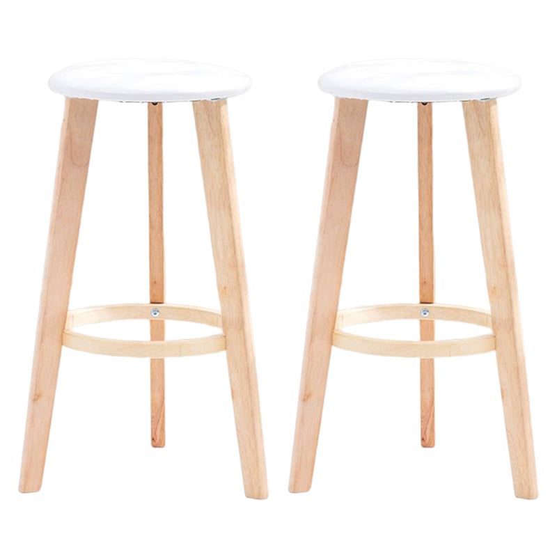 Scandinavian Backless Home Stool Matte Finish Footrest Upholstered Bar Stool White 2 Piece Set Counter Stool(27"H) Clearhalo 'Bar Furniture' 'Bar Stools' 'bar_stools' 'furn' 'furn_bar_stools' 'Furniture' 'furniture_bar_stools' 'Kitchen & Dining Furniture' 4851398