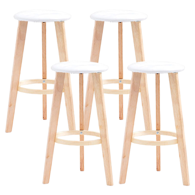 Scandinavian Backless Home Stool Matte Finish Footrest Upholstered Bar Stool White 4 Piece Set Counter Stool(27"H) Clearhalo 'Bar Furniture' 'Bar Stools' 'bar_stools' 'furn' 'furn_bar_stools' 'Furniture' 'furniture_bar_stools' 'Kitchen & Dining Furniture' 4851399