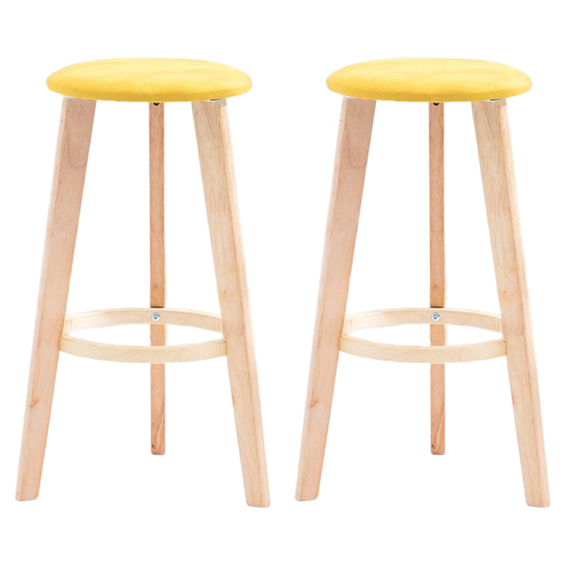 Scandinavian Backless Home Stool Matte Finish Footrest Upholstered Bar Stool Yellow 2 Piece Set Clearhalo 'Bar Furniture' 'Bar Stools' 'bar_stools' 'furn' 'furn_bar_stools' 'Furniture' 'furniture_bar_stools' 'Kitchen & Dining Furniture' 4851401