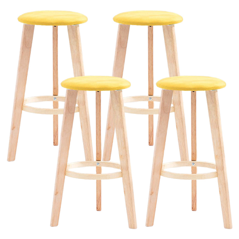 Scandinavian Backless Home Stool Matte Finish Footrest Upholstered Bar Stool Yellow 4 Piece Set Clearhalo 'Bar Furniture' 'Bar Stools' 'bar_stools' 'furn' 'furn_bar_stools' 'Furniture' 'furniture_bar_stools' 'Kitchen & Dining Furniture' 4851402