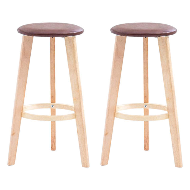Scandinavian Backless Home Stool Matte Finish Footrest Upholstered Bar Stool Brown 2 Piece Set Clearhalo 'Bar Furniture' 'Bar Stools' 'bar_stools' 'furn' 'furn_bar_stools' 'Furniture' 'furniture_bar_stools' 'Kitchen & Dining Furniture' 4851404