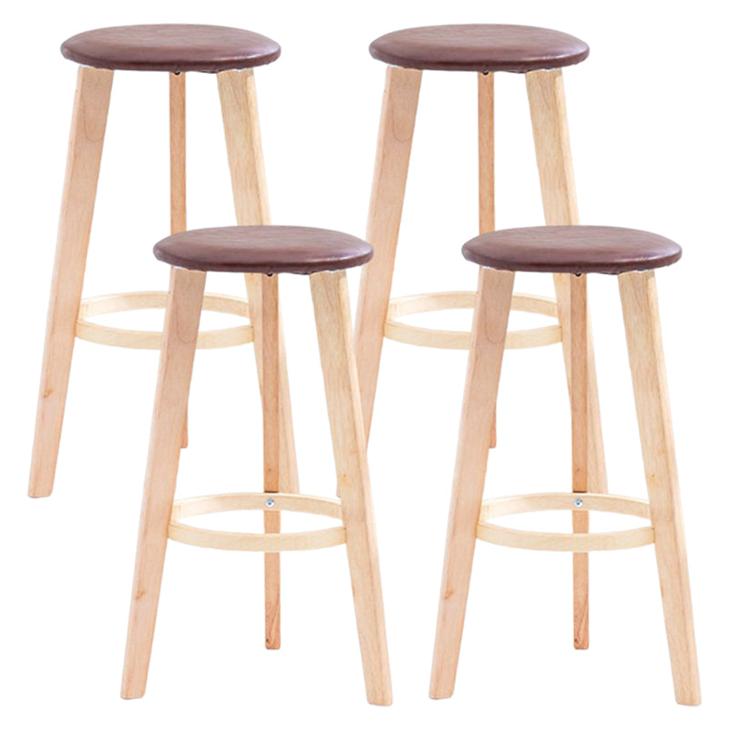 Scandinavian Backless Home Stool Matte Finish Footrest Upholstered Bar Stool Brown 4 Piece Set Clearhalo 'Bar Furniture' 'Bar Stools' 'bar_stools' 'furn' 'furn_bar_stools' 'Furniture' 'furniture_bar_stools' 'Kitchen & Dining Furniture' 4851405