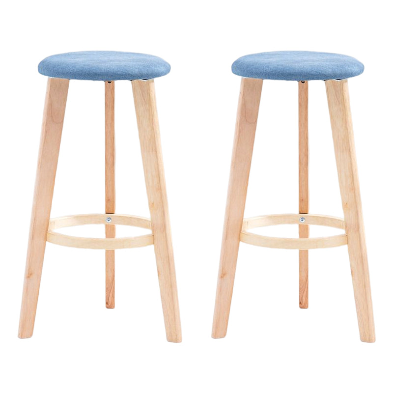 Scandinavian Backless Home Stool Matte Finish Footrest Upholstered Bar Stool Blue 2 Piece Set Clearhalo 'Bar Furniture' 'Bar Stools' 'bar_stools' 'furn' 'furn_bar_stools' 'Furniture' 'furniture_bar_stools' 'Kitchen & Dining Furniture' 4851407