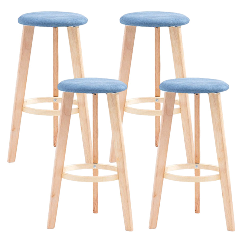 Scandinavian Backless Home Stool Matte Finish Footrest Upholstered Bar Stool Blue 4 Piece Set Clearhalo 'Bar Furniture' 'Bar Stools' 'bar_stools' 'furn' 'furn_bar_stools' 'Furniture' 'furniture_bar_stools' 'Kitchen & Dining Furniture' 4851408
