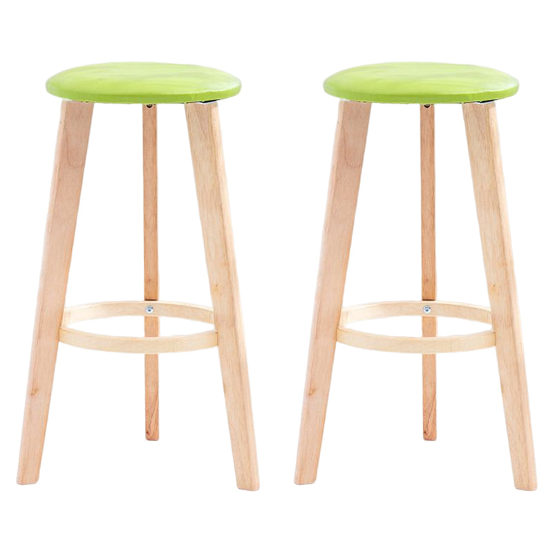 Scandinavian Backless Home Stool Matte Finish Footrest Upholstered Bar Stool Green 2 Piece Set Counter Stool(27"H) Clearhalo 'Bar Furniture' 'Bar Stools' 'bar_stools' 'furn' 'furn_bar_stools' 'Furniture' 'furniture_bar_stools' 'Kitchen & Dining Furniture' 4851410