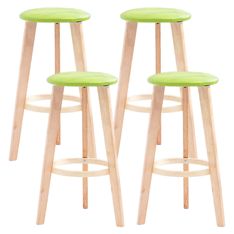 Scandinavian Backless Home Stool Matte Finish Footrest Upholstered Bar Stool Green 4 Piece Set Counter Stool(27"H) Clearhalo 'Bar Furniture' 'Bar Stools' 'bar_stools' 'furn' 'furn_bar_stools' 'Furniture' 'furniture_bar_stools' 'Kitchen & Dining Furniture' 4851411