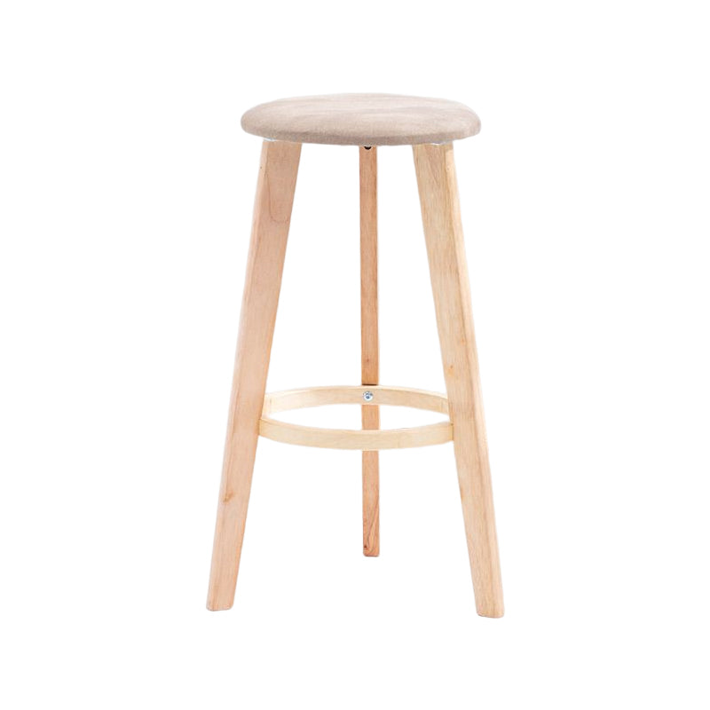 Scandinavian Backless Home Stool Matte Finish Footrest Upholstered Bar Stool Khaki 1 Piece Clearhalo 'Bar Furniture' 'Bar Stools' 'bar_stools' 'furn' 'furn_bar_stools' 'Furniture' 'furniture_bar_stools' 'Kitchen & Dining Furniture' 4851418