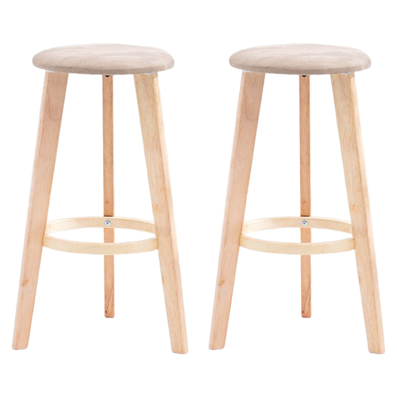 Scandinavian Backless Home Stool Matte Finish Footrest Upholstered Bar Stool Khaki 2 Piece Set Clearhalo 'Bar Furniture' 'Bar Stools' 'bar_stools' 'furn' 'furn_bar_stools' 'Furniture' 'furniture_bar_stools' 'Kitchen & Dining Furniture' 4851419