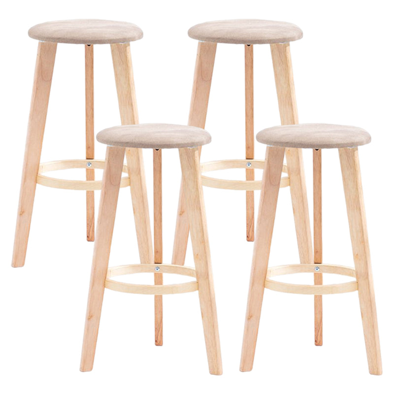 Scandinavian Backless Home Stool Matte Finish Footrest Upholstered Bar Stool Khaki 4 Piece Set Clearhalo 'Bar Furniture' 'Bar Stools' 'bar_stools' 'furn' 'furn_bar_stools' 'Furniture' 'furniture_bar_stools' 'Kitchen & Dining Furniture' 4851420