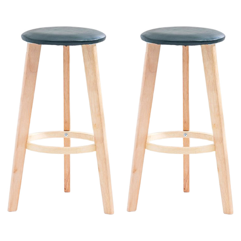 Scandinavian Backless Home Stool Matte Finish Footrest Upholstered Bar Stool Blackish Green 2 Piece Set Counter Stool (23.5"H) Clearhalo 'Bar Furniture' 'Bar Stools' 'bar_stools' 'furn' 'furn_bar_stools' 'Furniture' 'furniture_bar_stools' 'Kitchen & Dining Furniture' 4851422