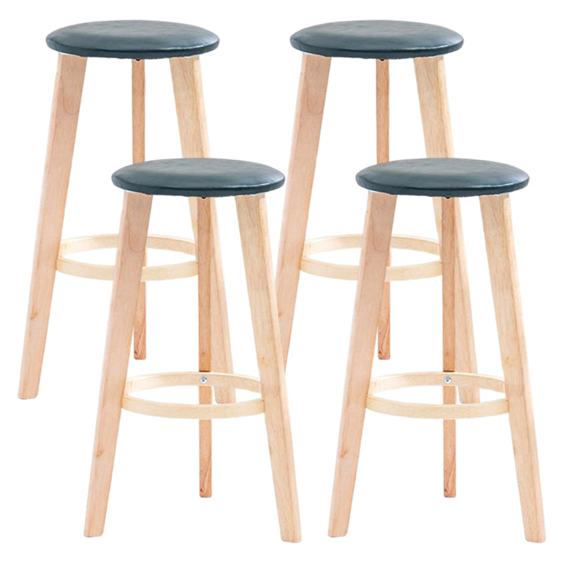 Scandinavian Backless Home Stool Matte Finish Footrest Upholstered Bar Stool Blackish Green 4 Piece Set Counter Stool (23.5"H) Clearhalo 'Bar Furniture' 'Bar Stools' 'bar_stools' 'furn' 'furn_bar_stools' 'Furniture' 'furniture_bar_stools' 'Kitchen & Dining Furniture' 4851423