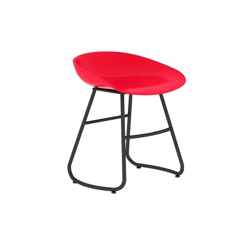 Modern Matte Finish Iron Bar Stool Footrest Milk Tea Shop Stool Red 1 Piece Short Stool(18"H) Clearhalo 'Bar Furniture' 'Bar Stools' 'bar_stools' 'furn' 'furn_bar_stools' 'Furniture' 'furniture_bar_stools' 'Kitchen & Dining Furniture' 4851435