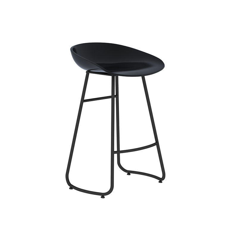Modern Matte Finish Iron Bar Stool Footrest Milk Tea Shop Stool Black 1 Piece Counter Stool(26"H) Clearhalo 'Bar Furniture' 'Bar Stools' 'bar_stools' 'furn' 'furn_bar_stools' 'Furniture' 'furniture_bar_stools' 'Kitchen & Dining Furniture' 4851441
