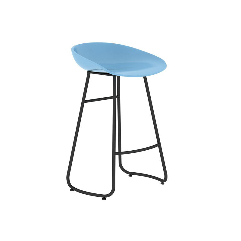 Modern Matte Finish Iron Bar Stool Footrest Milk Tea Shop Stool Blue 1 Piece Counter Stool(26"H) Clearhalo 'Bar Furniture' 'Bar Stools' 'bar_stools' 'furn' 'furn_bar_stools' 'Furniture' 'furniture_bar_stools' 'Kitchen & Dining Furniture' 4851444