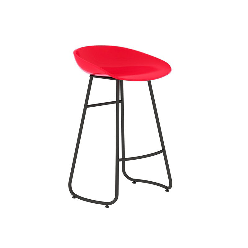 Modern Matte Finish Iron Bar Stool Footrest Milk Tea Shop Stool Red 1 Piece Counter Stool(26"H) Clearhalo 'Bar Furniture' 'Bar Stools' 'bar_stools' 'furn' 'furn_bar_stools' 'Furniture' 'furniture_bar_stools' 'Kitchen & Dining Furniture' 4851445
