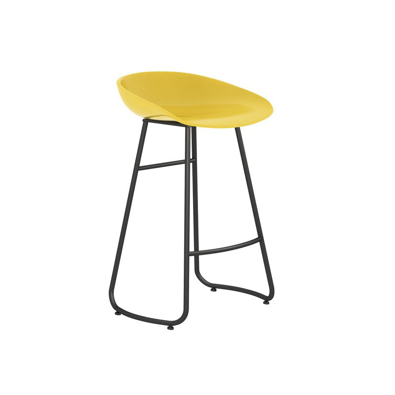 Modern Matte Finish Iron Bar Stool Footrest Milk Tea Shop Stool Yellow 1 Piece Counter Stool(26"H) Clearhalo 'Bar Furniture' 'Bar Stools' 'bar_stools' 'furn' 'furn_bar_stools' 'Furniture' 'furniture_bar_stools' 'Kitchen & Dining Furniture' 4851446