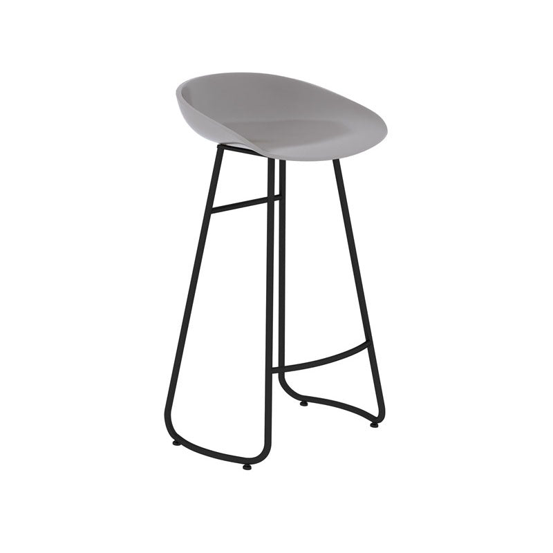Modern Matte Finish Iron Bar Stool Footrest Milk Tea Shop Stool Grey 1 Piece Bar Stool(30"H) Clearhalo 'Bar Furniture' 'Bar Stools' 'bar_stools' 'furn' 'furn_bar_stools' 'Furniture' 'furniture_bar_stools' 'Kitchen & Dining Furniture' 4851447