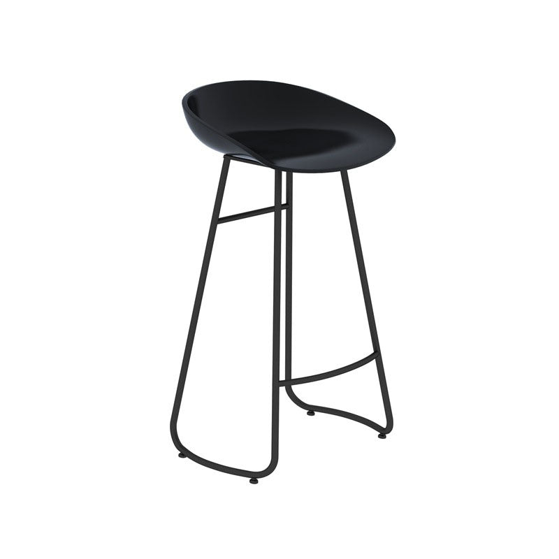 Modern Matte Finish Iron Bar Stool Footrest Milk Tea Shop Stool Black 1 Piece Bar Stool(30"H) Clearhalo 'Bar Furniture' 'Bar Stools' 'bar_stools' 'furn' 'furn_bar_stools' 'Furniture' 'furniture_bar_stools' 'Kitchen & Dining Furniture' 4851448