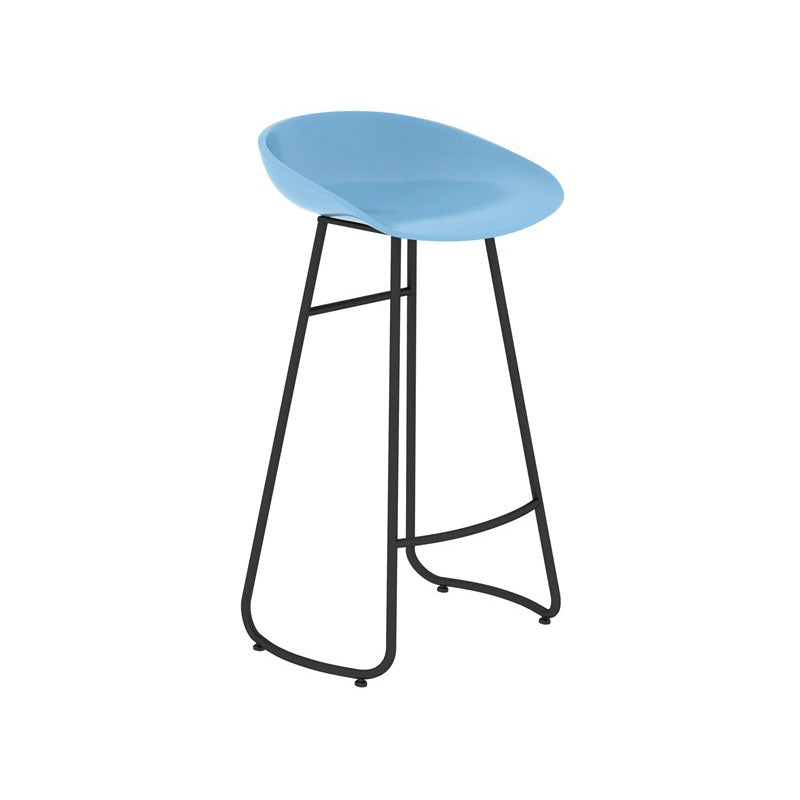 Modern Matte Finish Iron Bar Stool Footrest Milk Tea Shop Stool Blue 1 Piece Bar Stool(30"H) Clearhalo 'Bar Furniture' 'Bar Stools' 'bar_stools' 'furn' 'furn_bar_stools' 'Furniture' 'furniture_bar_stools' 'Kitchen & Dining Furniture' 4851450