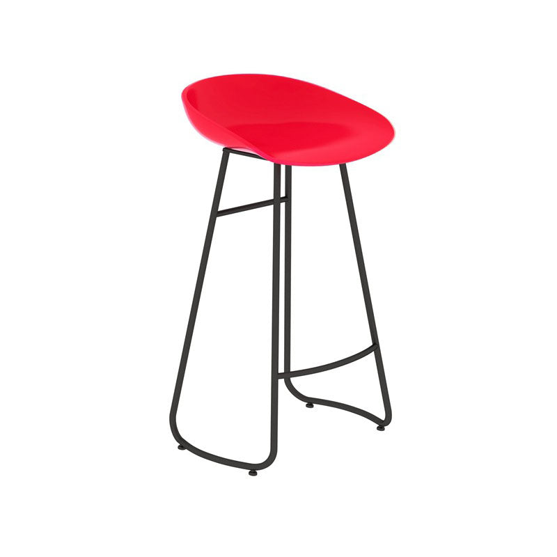 Modern Matte Finish Iron Bar Stool Footrest Milk Tea Shop Stool Red 1 Piece Bar Stool(30"H) Clearhalo 'Bar Furniture' 'Bar Stools' 'bar_stools' 'furn' 'furn_bar_stools' 'Furniture' 'furniture_bar_stools' 'Kitchen & Dining Furniture' 4851451