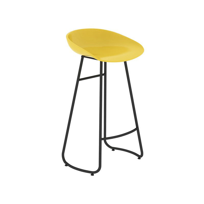 Modern Matte Finish Iron Bar Stool Footrest Milk Tea Shop Stool Yellow 1 Piece Bar Stool(30"H) Clearhalo 'Bar Furniture' 'Bar Stools' 'bar_stools' 'furn' 'furn_bar_stools' 'Furniture' 'furniture_bar_stools' 'Kitchen & Dining Furniture' 4851452
