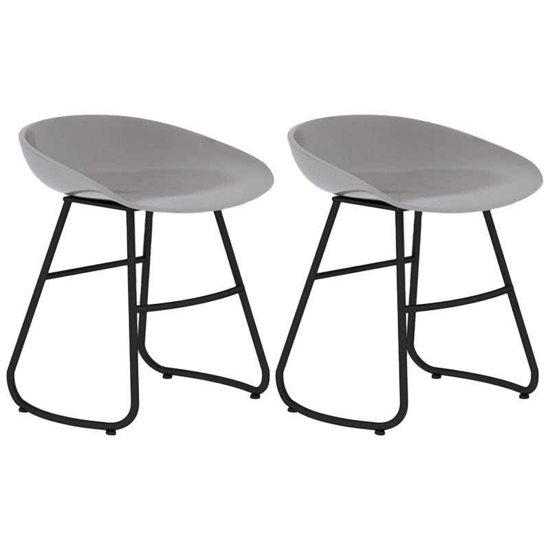 Modern Matte Finish Iron Bar Stool Footrest Milk Tea Shop Stool Grey 2 Piece Set Short Stool(18"H) Clearhalo 'Bar Furniture' 'Bar Stools' 'bar_stools' 'furn' 'furn_bar_stools' 'Furniture' 'furniture_bar_stools' 'Kitchen & Dining Furniture' 4851453
