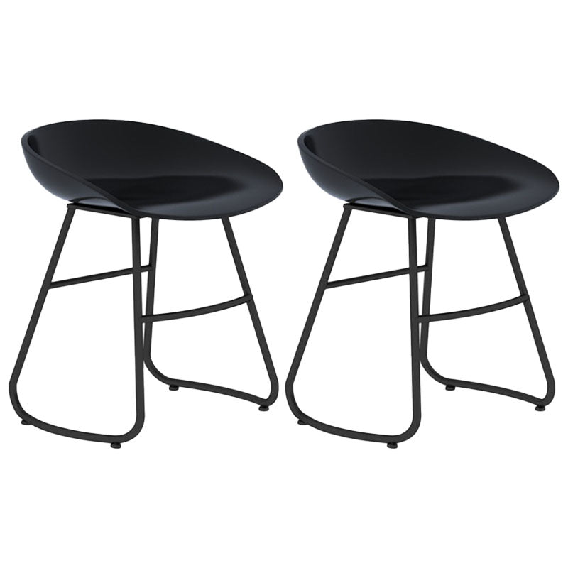 Modern Matte Finish Iron Bar Stool Footrest Milk Tea Shop Stool Black 2 Piece Set Short Stool(18"H) Clearhalo 'Bar Furniture' 'Bar Stools' 'bar_stools' 'furn' 'furn_bar_stools' 'Furniture' 'furniture_bar_stools' 'Kitchen & Dining Furniture' 4851454