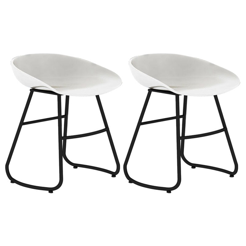 Modern Matte Finish Iron Bar Stool Footrest Milk Tea Shop Stool White 2 Piece Set Short Stool(18"H) Clearhalo 'Bar Furniture' 'Bar Stools' 'bar_stools' 'furn' 'furn_bar_stools' 'Furniture' 'furniture_bar_stools' 'Kitchen & Dining Furniture' 4851455