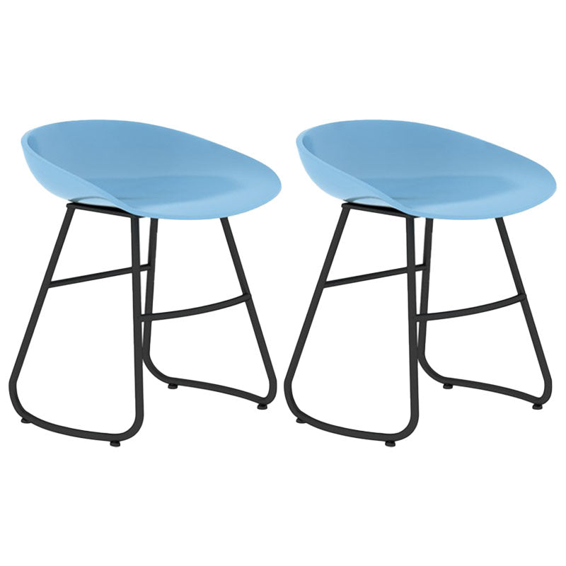 Modern Matte Finish Iron Bar Stool Footrest Milk Tea Shop Stool Blue 2 Piece Set Short Stool(18"H) Clearhalo 'Bar Furniture' 'Bar Stools' 'bar_stools' 'furn' 'furn_bar_stools' 'Furniture' 'furniture_bar_stools' 'Kitchen & Dining Furniture' 4851456
