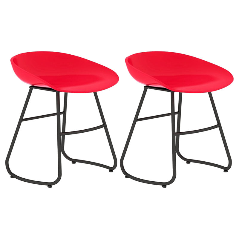 Modern Matte Finish Iron Bar Stool Footrest Milk Tea Shop Stool Red 2 Piece Set Short Stool(18"H) Clearhalo 'Bar Furniture' 'Bar Stools' 'bar_stools' 'furn' 'furn_bar_stools' 'Furniture' 'furniture_bar_stools' 'Kitchen & Dining Furniture' 4851457