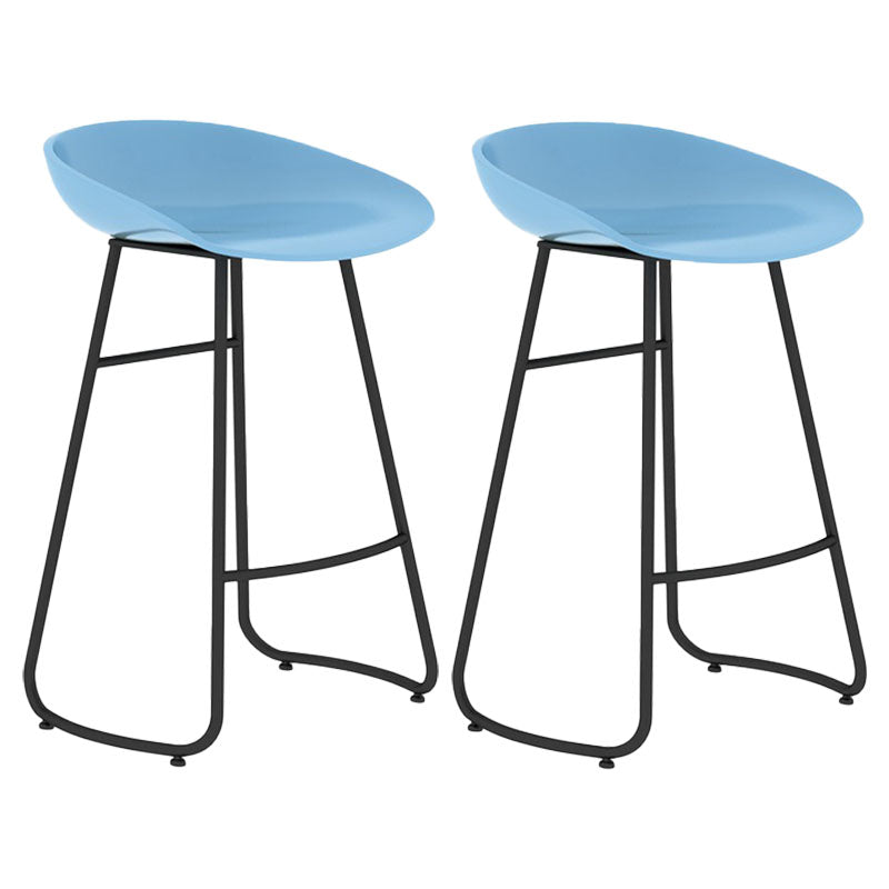 Modern Matte Finish Iron Bar Stool Footrest Milk Tea Shop Stool Blue 2 Piece Set Counter Stool(26"H) Clearhalo 'Bar Furniture' 'Bar Stools' 'bar_stools' 'furn' 'furn_bar_stools' 'Furniture' 'furniture_bar_stools' 'Kitchen & Dining Furniture' 4851462