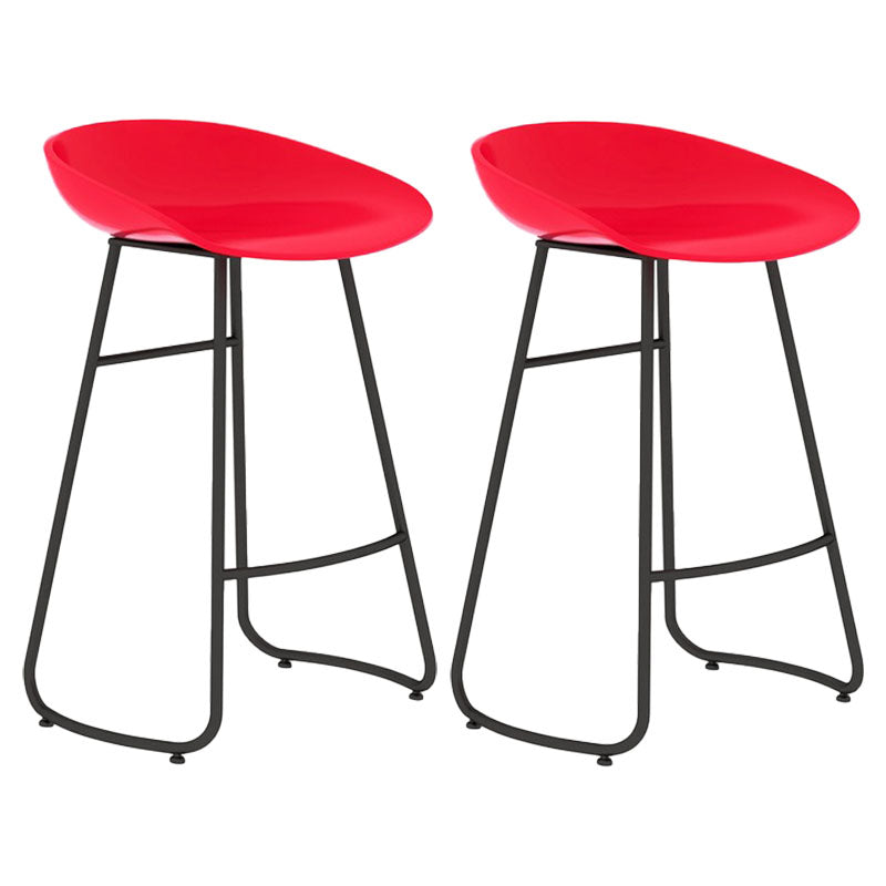 Modern Matte Finish Iron Bar Stool Footrest Milk Tea Shop Stool Red 2 Piece Set Counter Stool(26"H) Clearhalo 'Bar Furniture' 'Bar Stools' 'bar_stools' 'furn' 'furn_bar_stools' 'Furniture' 'furniture_bar_stools' 'Kitchen & Dining Furniture' 4851463