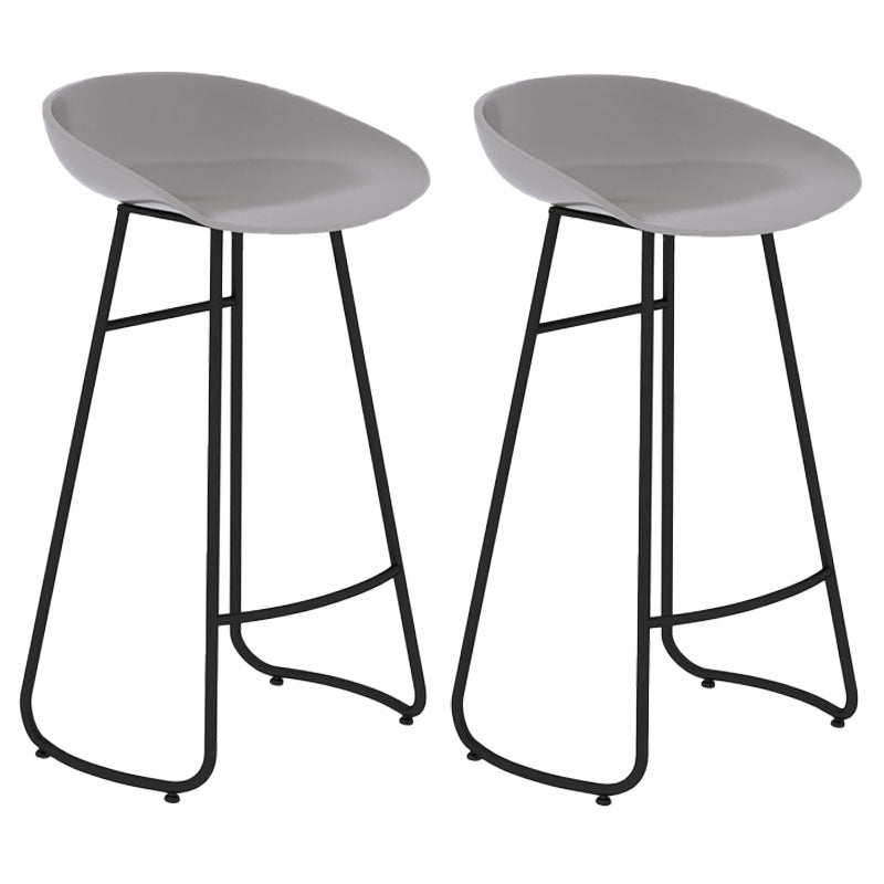 Modern Matte Finish Iron Bar Stool Footrest Milk Tea Shop Stool Grey 2 Piece Set Bar Stool(30"H) Clearhalo 'Bar Furniture' 'Bar Stools' 'bar_stools' 'furn' 'furn_bar_stools' 'Furniture' 'furniture_bar_stools' 'Kitchen & Dining Furniture' 4851465