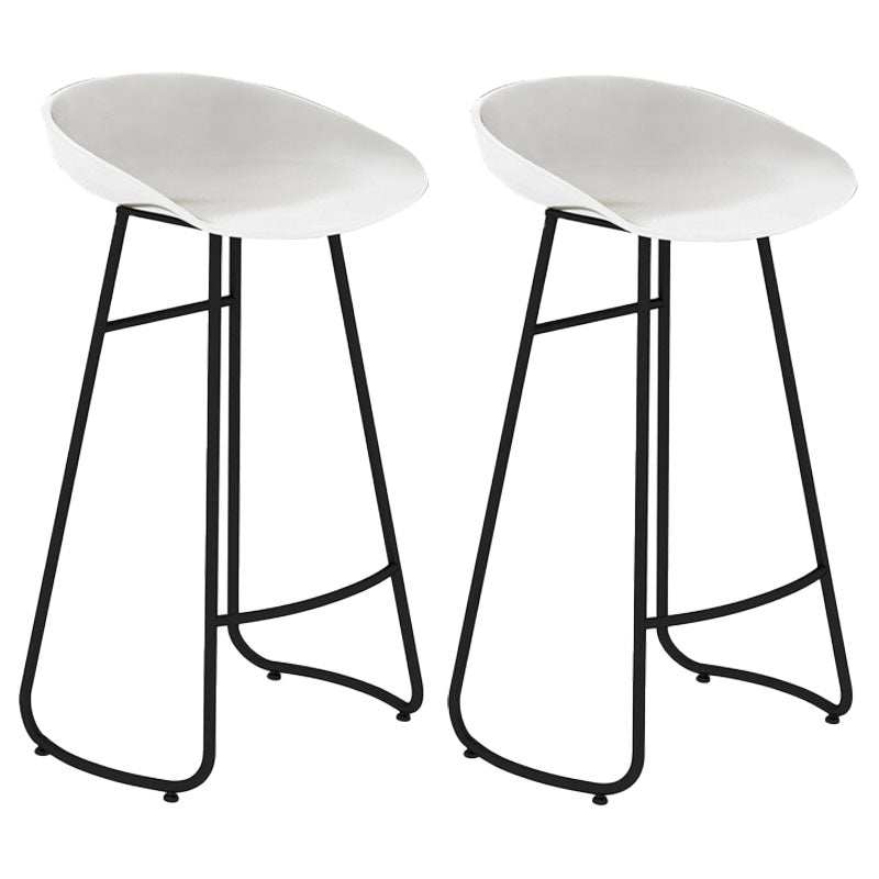 Modern Matte Finish Iron Bar Stool Footrest Milk Tea Shop Stool White 2 Piece Set Bar Stool(30"H) Clearhalo 'Bar Furniture' 'Bar Stools' 'bar_stools' 'furn' 'furn_bar_stools' 'Furniture' 'furniture_bar_stools' 'Kitchen & Dining Furniture' 4851467