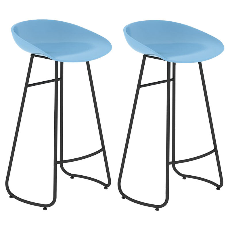 Modern Matte Finish Iron Bar Stool Footrest Milk Tea Shop Stool Blue 2 Piece Set Bar Stool(30"H) Clearhalo 'Bar Furniture' 'Bar Stools' 'bar_stools' 'furn' 'furn_bar_stools' 'Furniture' 'furniture_bar_stools' 'Kitchen & Dining Furniture' 4851468