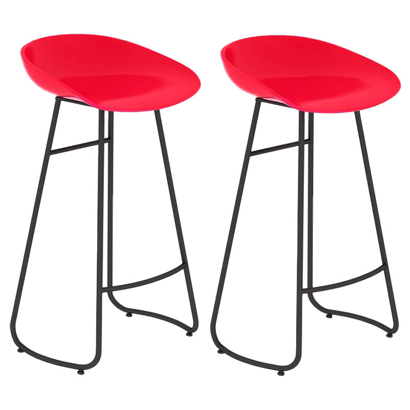 Modern Matte Finish Iron Bar Stool Footrest Milk Tea Shop Stool Red 2 Piece Set Bar Stool(30"H) Clearhalo 'Bar Furniture' 'Bar Stools' 'bar_stools' 'furn' 'furn_bar_stools' 'Furniture' 'furniture_bar_stools' 'Kitchen & Dining Furniture' 4851469