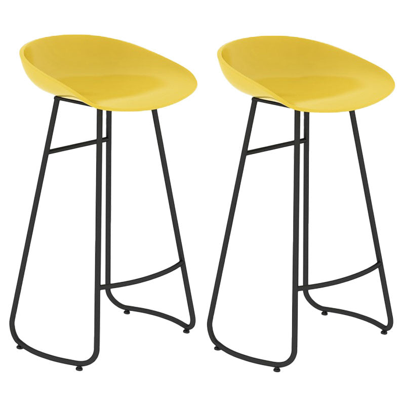 Modern Matte Finish Iron Bar Stool Footrest Milk Tea Shop Stool Yellow 2 Piece Set Bar Stool(30"H) Clearhalo 'Bar Furniture' 'Bar Stools' 'bar_stools' 'furn' 'furn_bar_stools' 'Furniture' 'furniture_bar_stools' 'Kitchen & Dining Furniture' 4851470