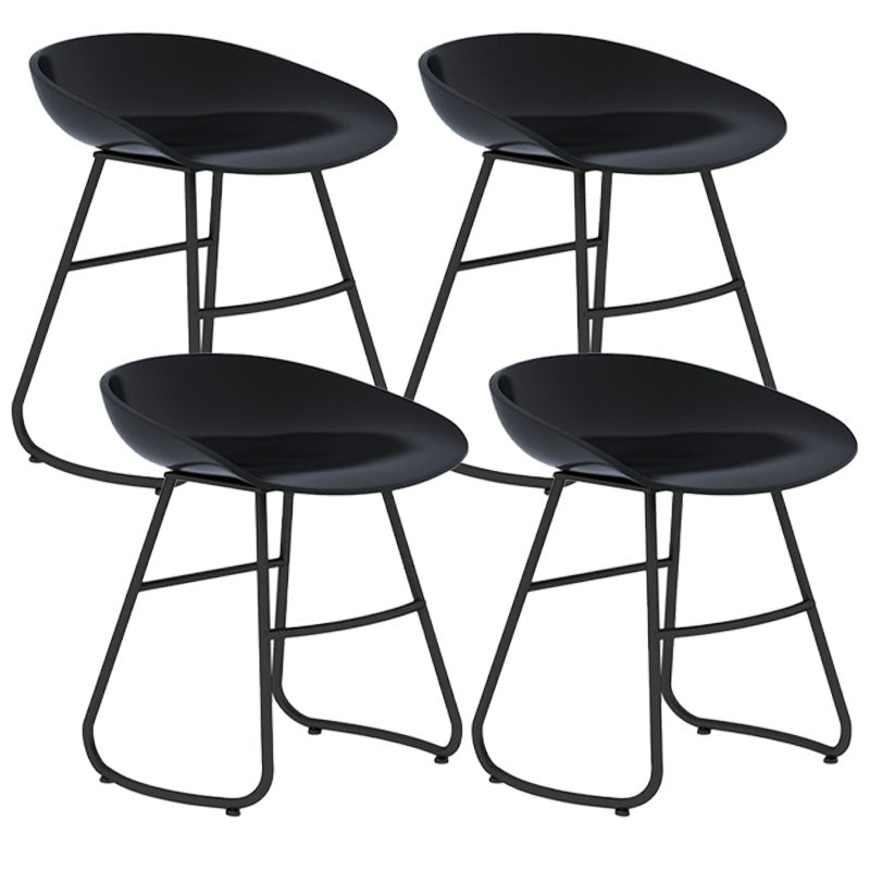 Modern Matte Finish Iron Bar Stool Footrest Milk Tea Shop Stool Black 4 Piece Set Short Stool(18"H) Clearhalo 'Bar Furniture' 'Bar Stools' 'bar_stools' 'furn' 'furn_bar_stools' 'Furniture' 'furniture_bar_stools' 'Kitchen & Dining Furniture' 4851472