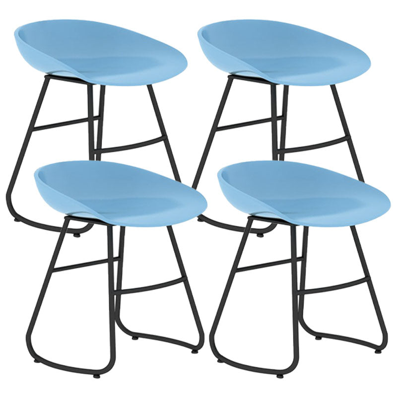 Modern Matte Finish Iron Bar Stool Footrest Milk Tea Shop Stool Blue 4 Piece Set Short Stool(18"H) Clearhalo 'Bar Furniture' 'Bar Stools' 'bar_stools' 'furn' 'furn_bar_stools' 'Furniture' 'furniture_bar_stools' 'Kitchen & Dining Furniture' 4851474