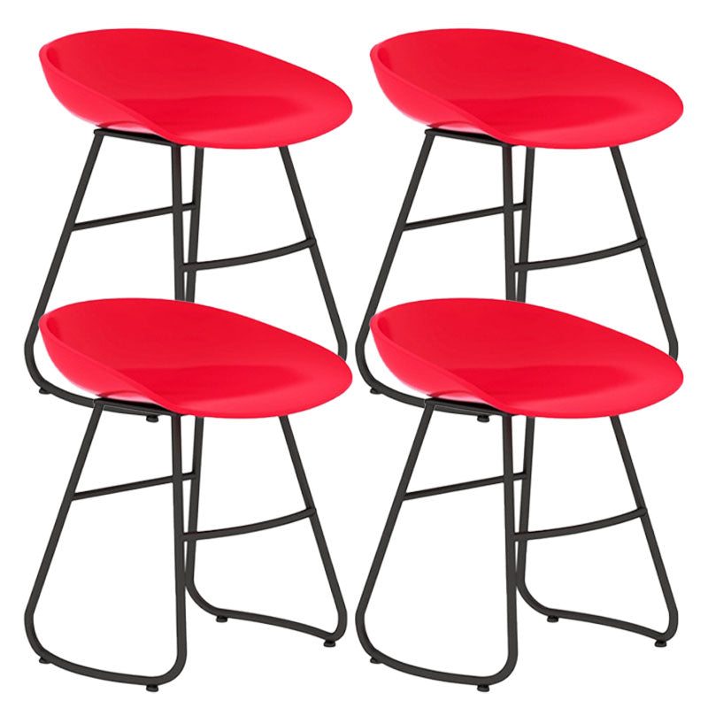Modern Matte Finish Iron Bar Stool Footrest Milk Tea Shop Stool Red 4 Piece Set Short Stool(18"H) Clearhalo 'Bar Furniture' 'Bar Stools' 'bar_stools' 'furn' 'furn_bar_stools' 'Furniture' 'furniture_bar_stools' 'Kitchen & Dining Furniture' 4851475