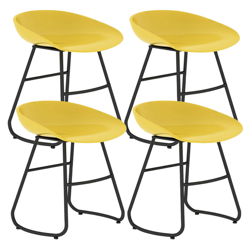 Modern Matte Finish Iron Bar Stool Footrest Milk Tea Shop Stool Yellow 4 Piece Set Short Stool(18"H) Clearhalo 'Bar Furniture' 'Bar Stools' 'bar_stools' 'furn' 'furn_bar_stools' 'Furniture' 'furniture_bar_stools' 'Kitchen & Dining Furniture' 4851476
