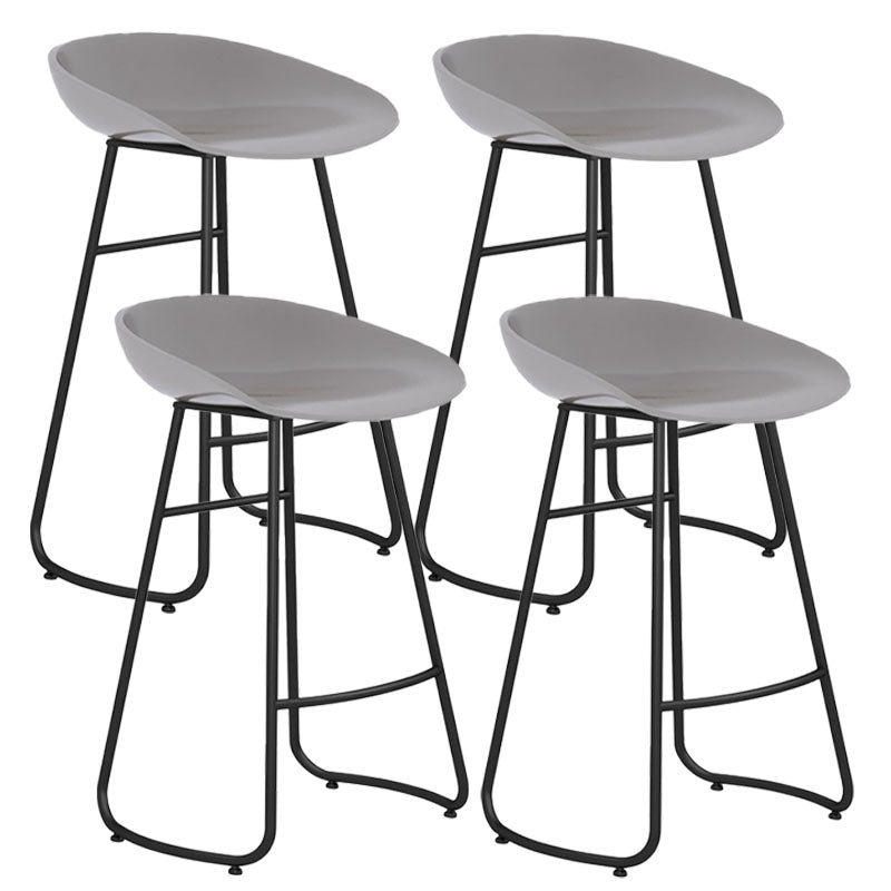 Modern Matte Finish Iron Bar Stool Footrest Milk Tea Shop Stool Grey 4 Piece Set Counter Stool(26"H) Clearhalo 'Bar Furniture' 'Bar Stools' 'bar_stools' 'furn' 'furn_bar_stools' 'Furniture' 'furniture_bar_stools' 'Kitchen & Dining Furniture' 4851477